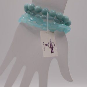 Just Jewelry NWT- Set of 4 Teal Stretchy Beaded Bracelets